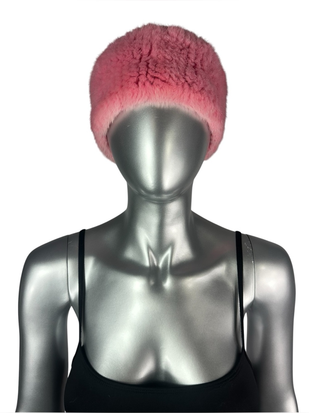 Pink Knitted MINK Headband & Collar, 21”-24” w/Stretch, Certified Vintage Fur
